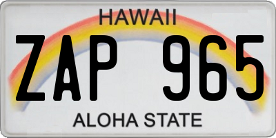 HI license plate ZAP965