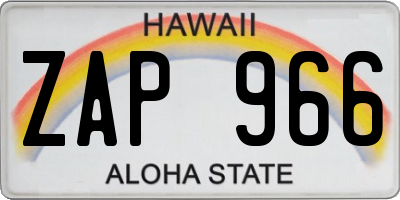 HI license plate ZAP966