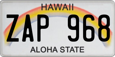 HI license plate ZAP968