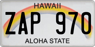 HI license plate ZAP970
