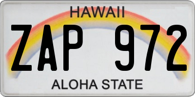 HI license plate ZAP972