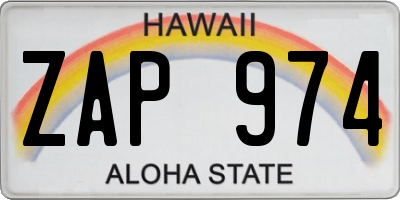HI license plate ZAP974