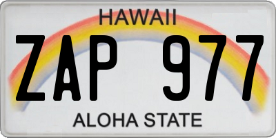 HI license plate ZAP977