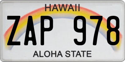 HI license plate ZAP978