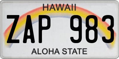 HI license plate ZAP983