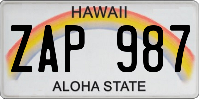 HI license plate ZAP987