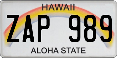 HI license plate ZAP989