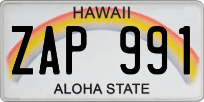 HI license plate ZAP991