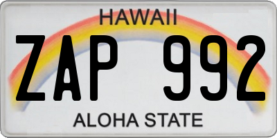 HI license plate ZAP992