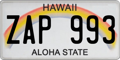 HI license plate ZAP993