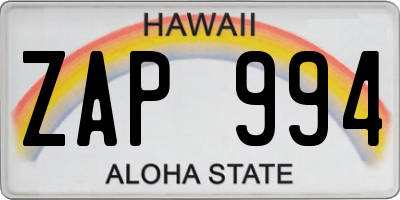 HI license plate ZAP994