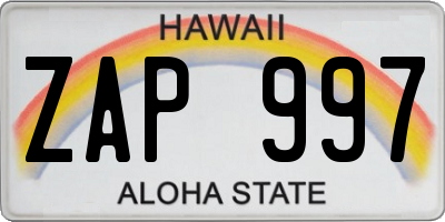 HI license plate ZAP997