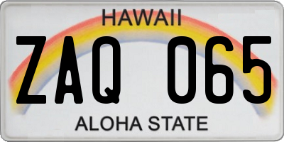 HI license plate ZAQ065