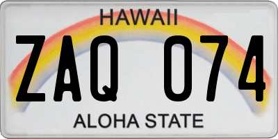 HI license plate ZAQ074
