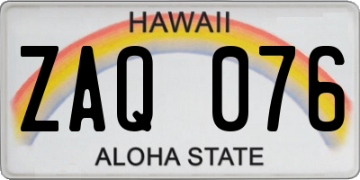 HI license plate ZAQ076