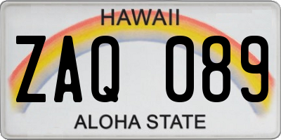 HI license plate ZAQ089