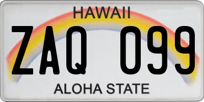 HI license plate ZAQ099