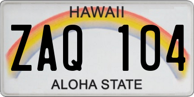 HI license plate ZAQ104