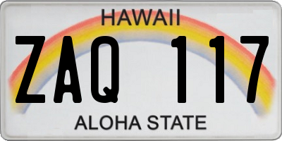 HI license plate ZAQ117