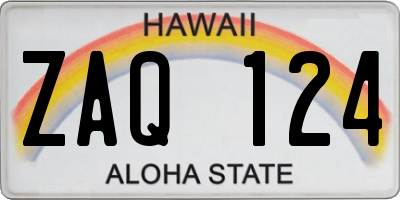 HI license plate ZAQ124
