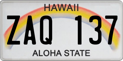 HI license plate ZAQ137