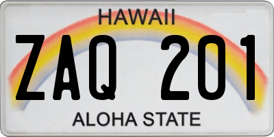 HI license plate ZAQ201