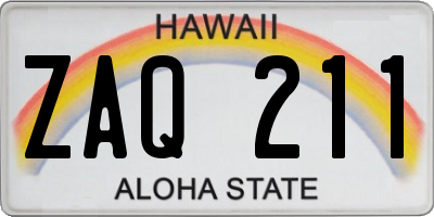 HI license plate ZAQ211