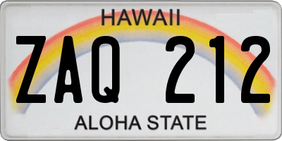 HI license plate ZAQ212