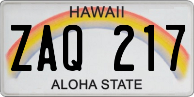 HI license plate ZAQ217