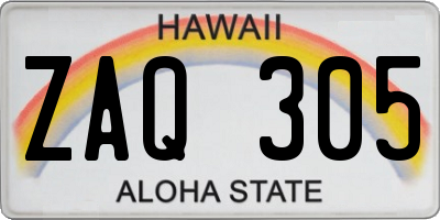 HI license plate ZAQ305