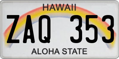 HI license plate ZAQ353