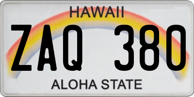 HI license plate ZAQ380