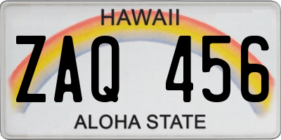 HI license plate ZAQ456