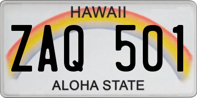 HI license plate ZAQ501