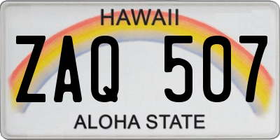 HI license plate ZAQ507