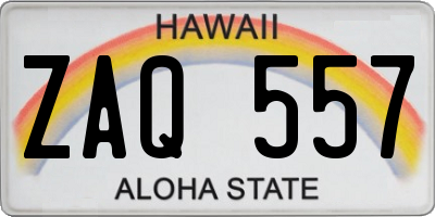 HI license plate ZAQ557