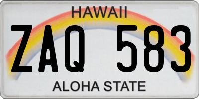 HI license plate ZAQ583