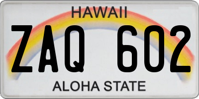HI license plate ZAQ602