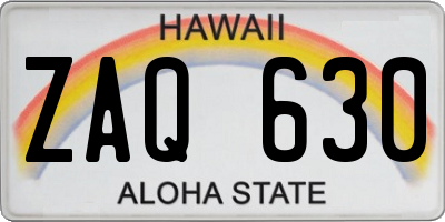 HI license plate ZAQ630