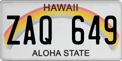 HI license plate ZAQ649