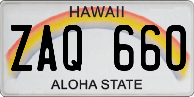 HI license plate ZAQ660