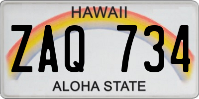 HI license plate ZAQ734