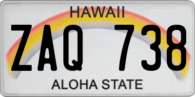 HI license plate ZAQ738