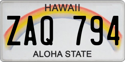 HI license plate ZAQ794