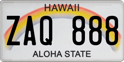 HI license plate ZAQ888