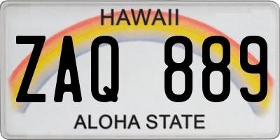 HI license plate ZAQ889