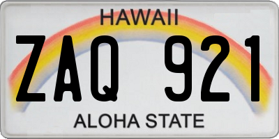 HI license plate ZAQ921