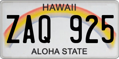 HI license plate ZAQ925