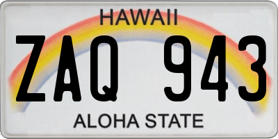 HI license plate ZAQ943