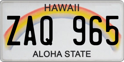 HI license plate ZAQ965